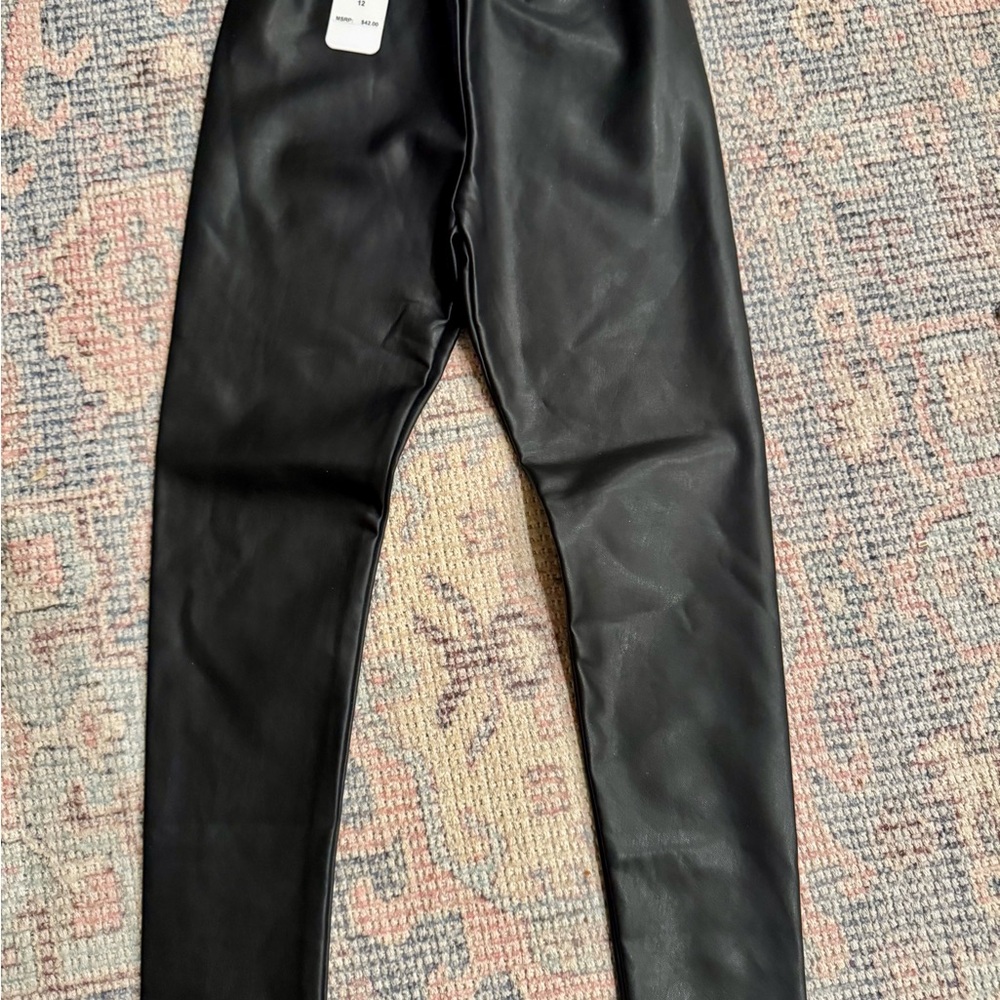 Splendid Black Faux Leather Leggings- size 12 girls